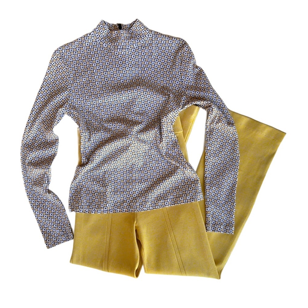 Claudie Pierlot Women's Geometric Pant Suit Yellow Multicolor Size 2